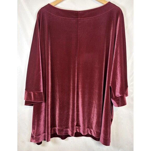 Liz Claiborne Career Red Velvet Velour Short Sleeve Top Blouse Plus Size 4X - Picture 6 of 6